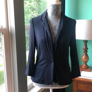 Navy blazer with ruffle back